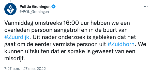 Politie Groningen op Twitter