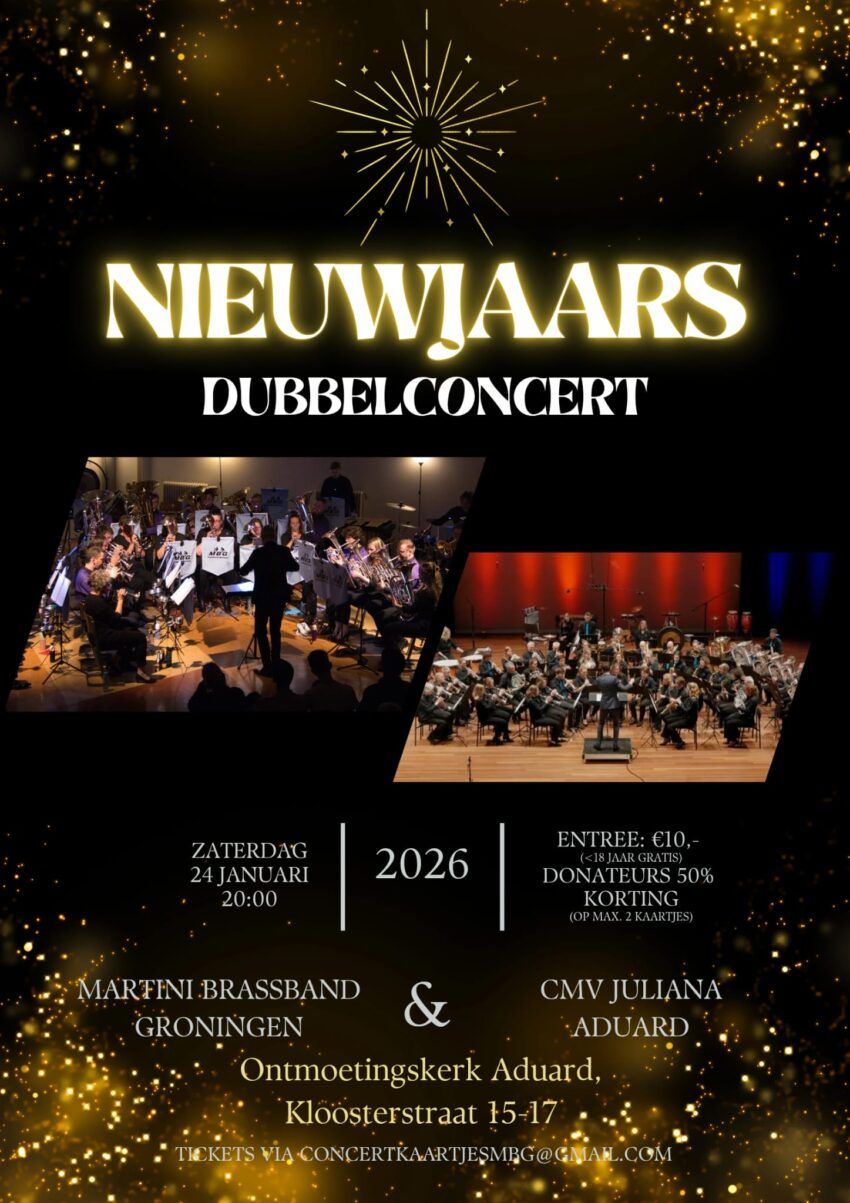 Feestelijk nieuwjaarsdubbelconcert Aduard 24 januari 2026