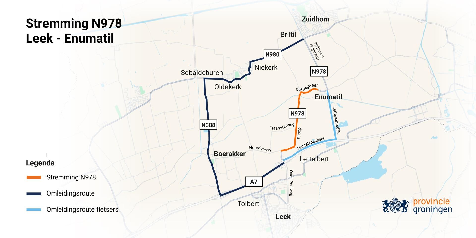 Groot onderhoud aan provinciale weg tussen Leek en Enumatil vanaf 7 september 2026