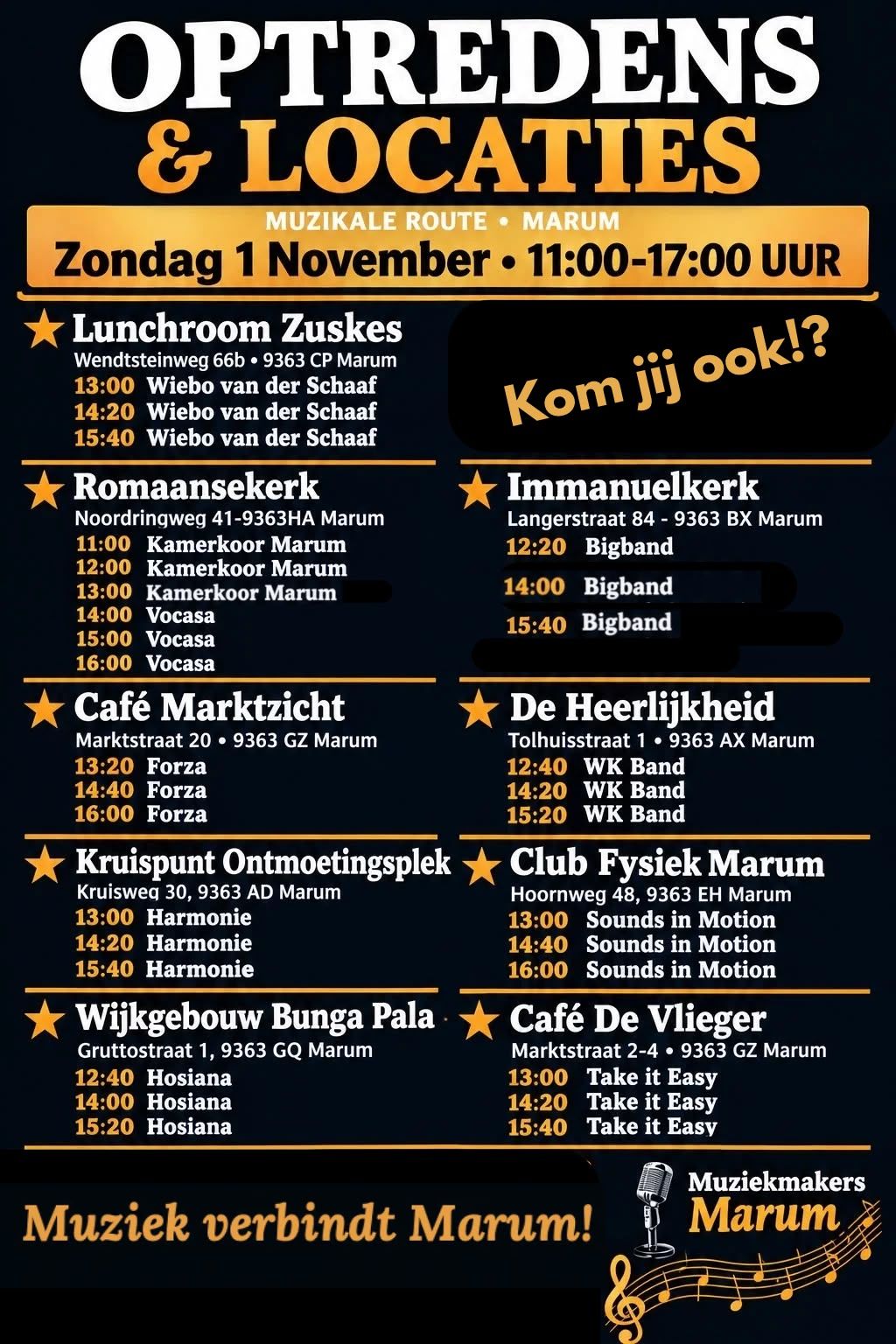 Muzikale Route door Marum - programma – Westerkwartier|NU Muzikale Route door Marum - programma